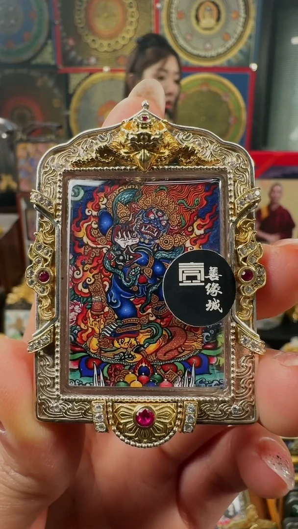 吊坠壹善缘城手绘唐卡黑C