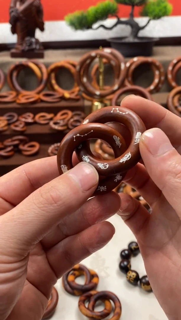 木枣木老料镶银2.5乾坤圈五雷五路一物一拍