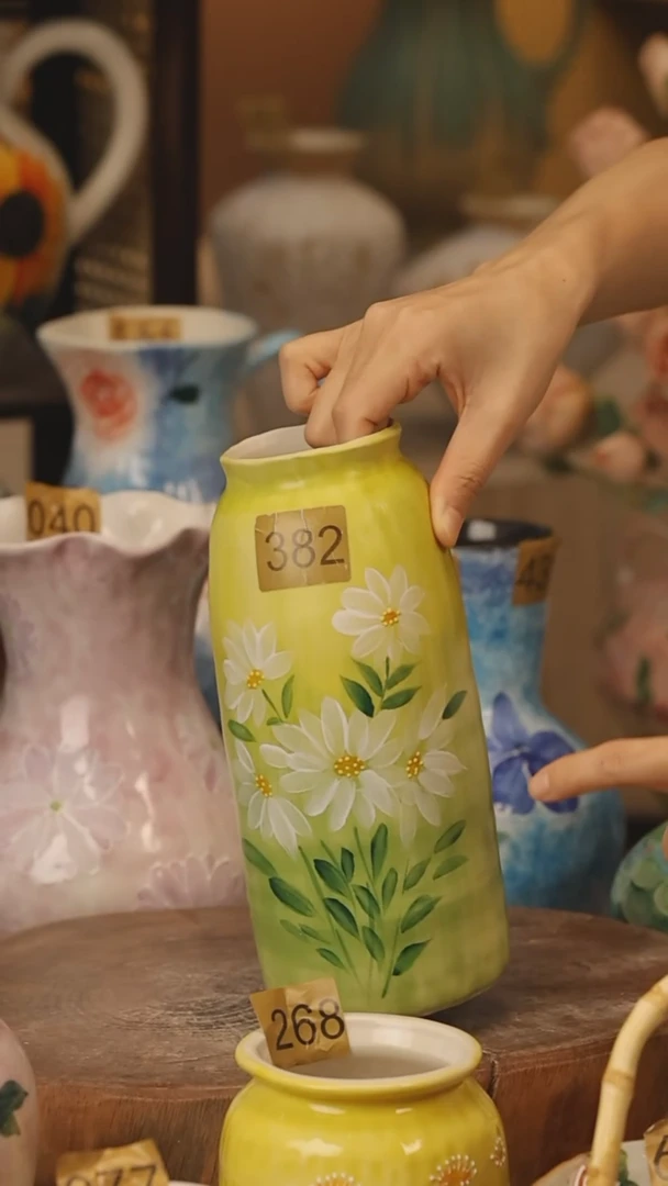 陶瓷景德镇设计师手作花器摆件侘寂风@M382@