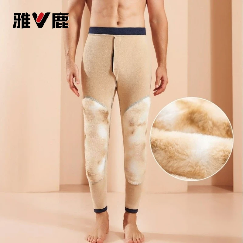 V/雅鹿新款冬季厚毛棉裤冬季弹力高腰女士北方保暖裤加绒加厚打底