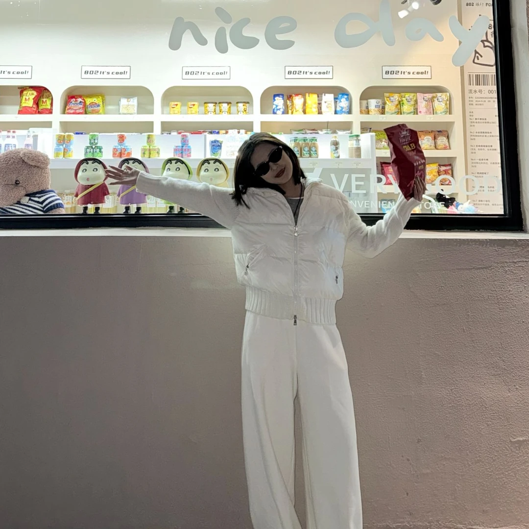 【Rain realm】“白天鹅”羊毛袖鹅绒服气质白色时尚休闲长袖小众款