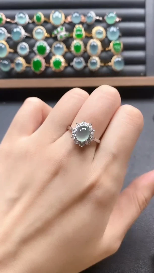 银S925镶嵌戒指翡翠51511