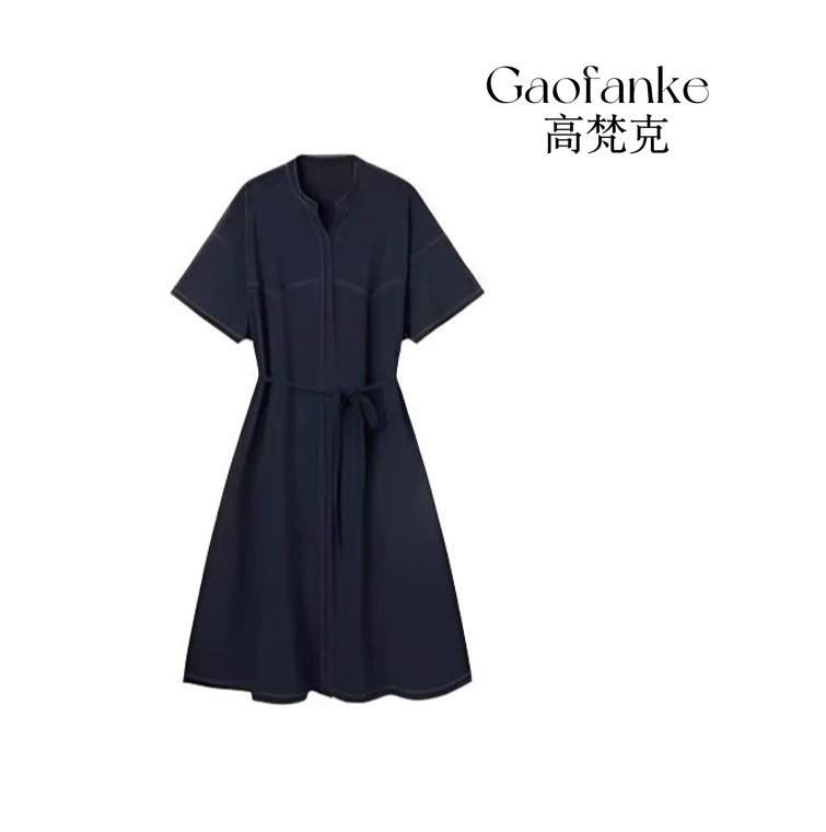 新中式立领撞色连衣裙女2025夏季新款垂感显瘦 |2587