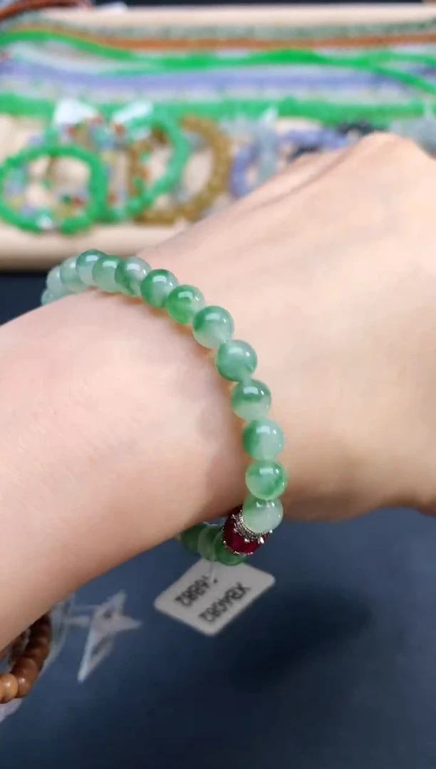 未镶嵌手串翡翠42珠链|6800+0