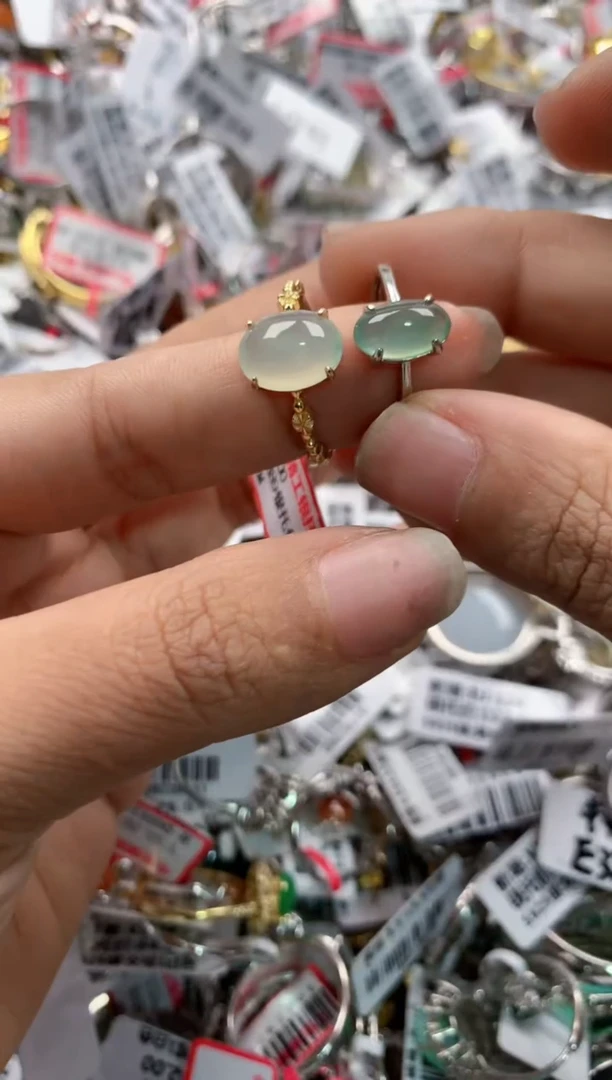 银S925镶嵌戒指翡翠10     8