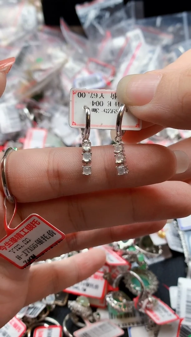 银S925镶嵌戒指翡翠天然A货缅甸翡翠