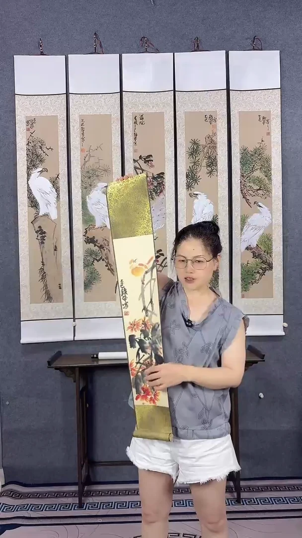 国画90*15吴铁成手绘卷轴