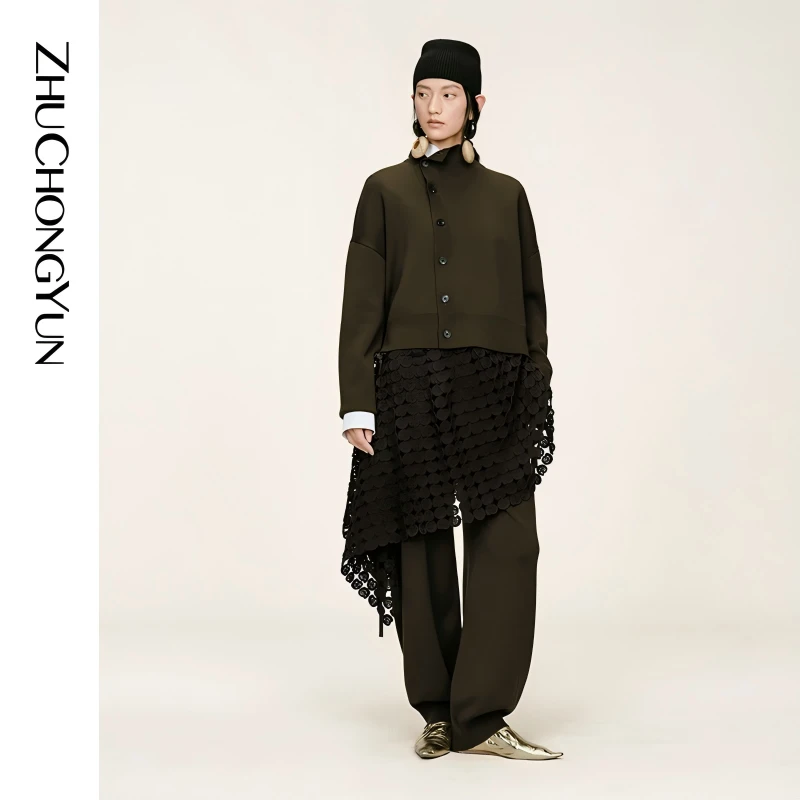 【星线好物】ZHUCHONGYUN半高领不对称门襟外套上衣