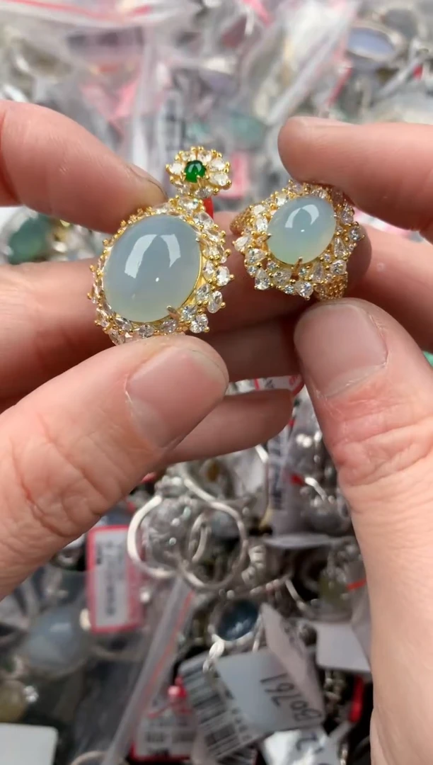 银S925镶嵌戒指翡翠寒**主11   1