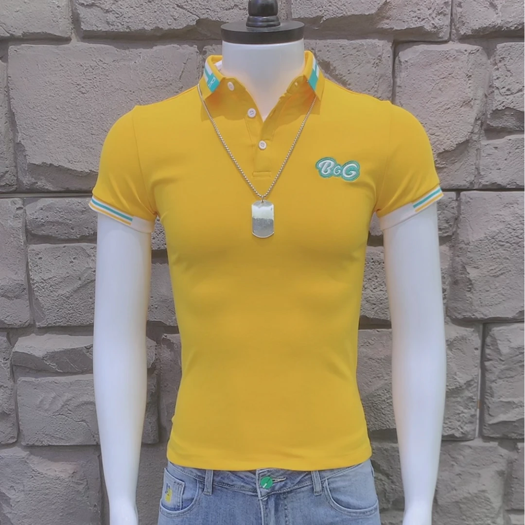 夏季时尚网红男士休闲流行修身个性短袖POLO衫8312