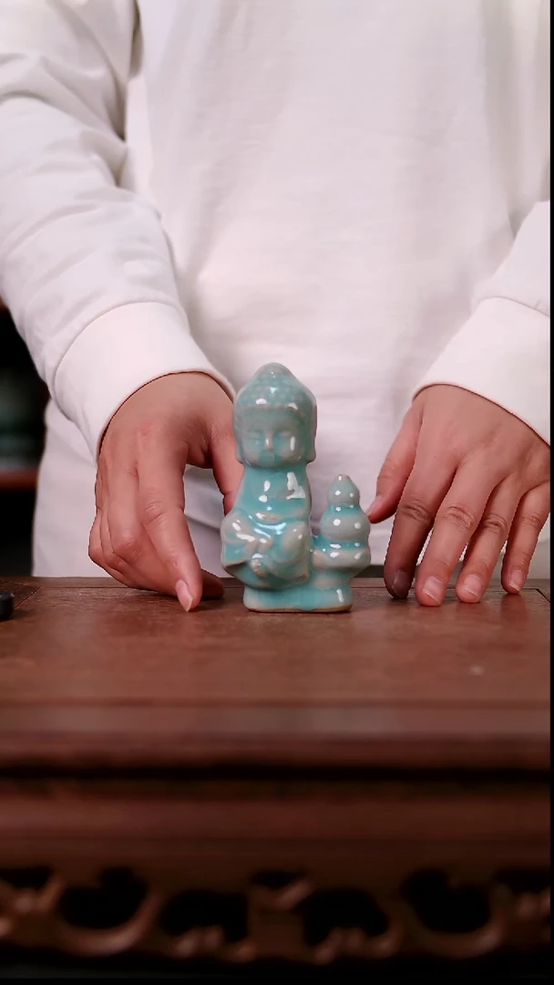 摆件陶青霁汝窑仿古釉   茶宠精品