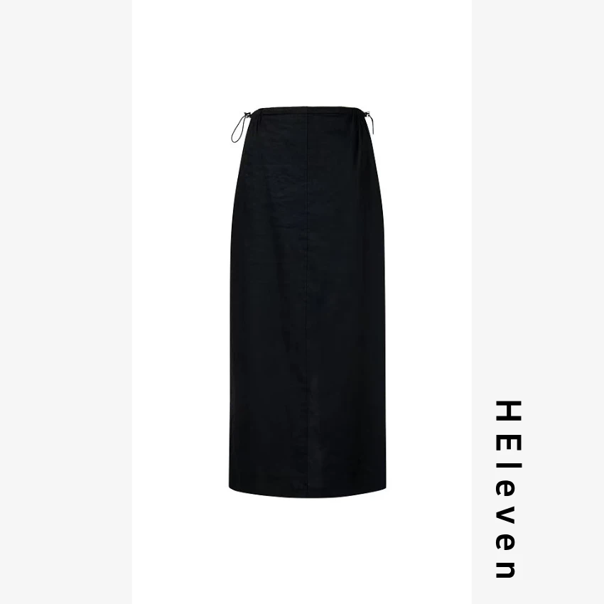 【夜曲】夏季新款黑色直身半身裙女款时尚极简风半身裙