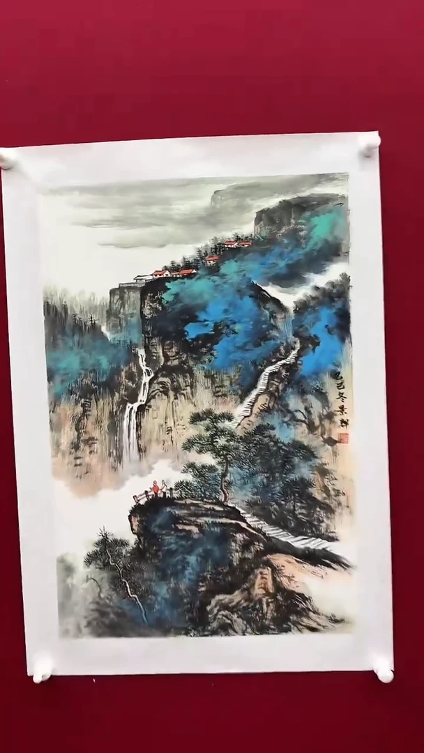 国画吕老师绘画作品 带荣宝斋宁波证书 山水一幅