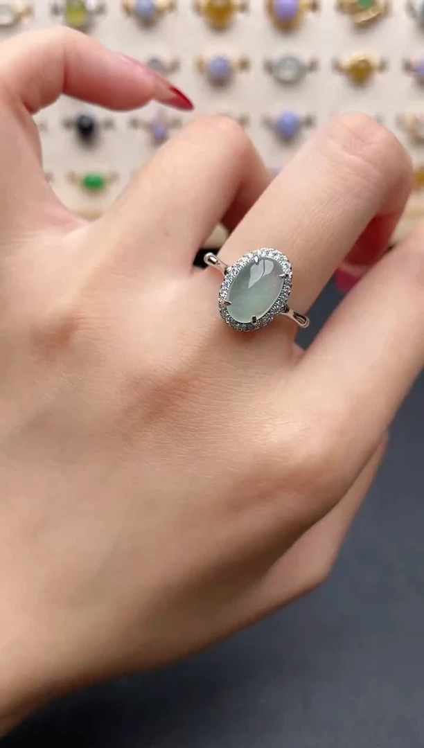 【闪购商品】翡翠戒指银S925镶嵌一物一证一礼盒