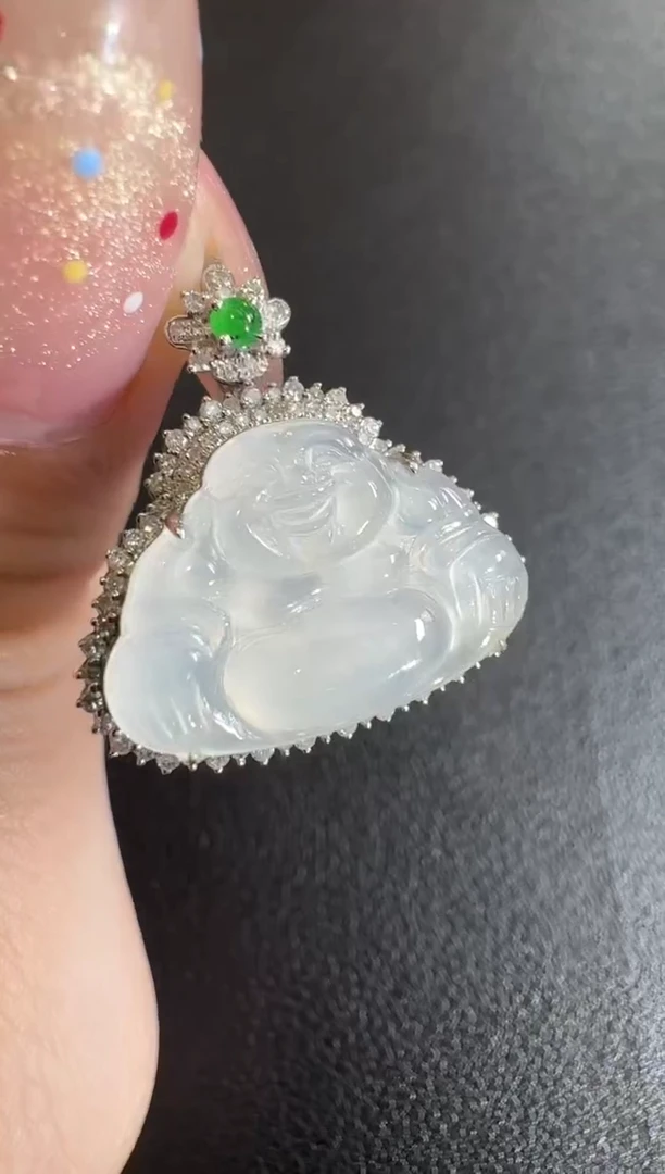 【闪购商品】翡翠吊坠(不含链)18K金镶嵌【源头工厂】钻石镶嵌
