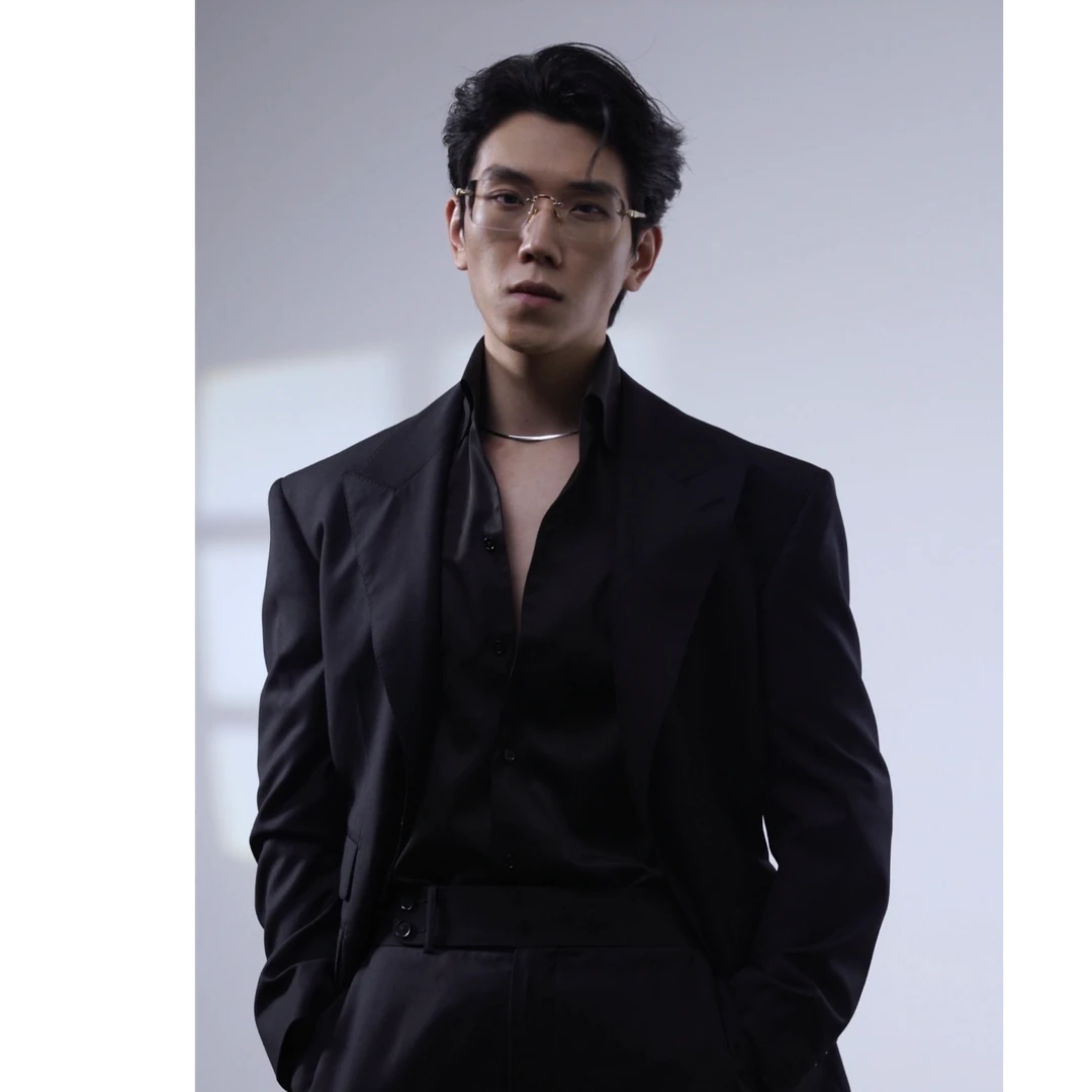 暗夜骑士 黑色单排扣戗驳领全羊毛半麻衬高腰那不勒斯西裤两件套