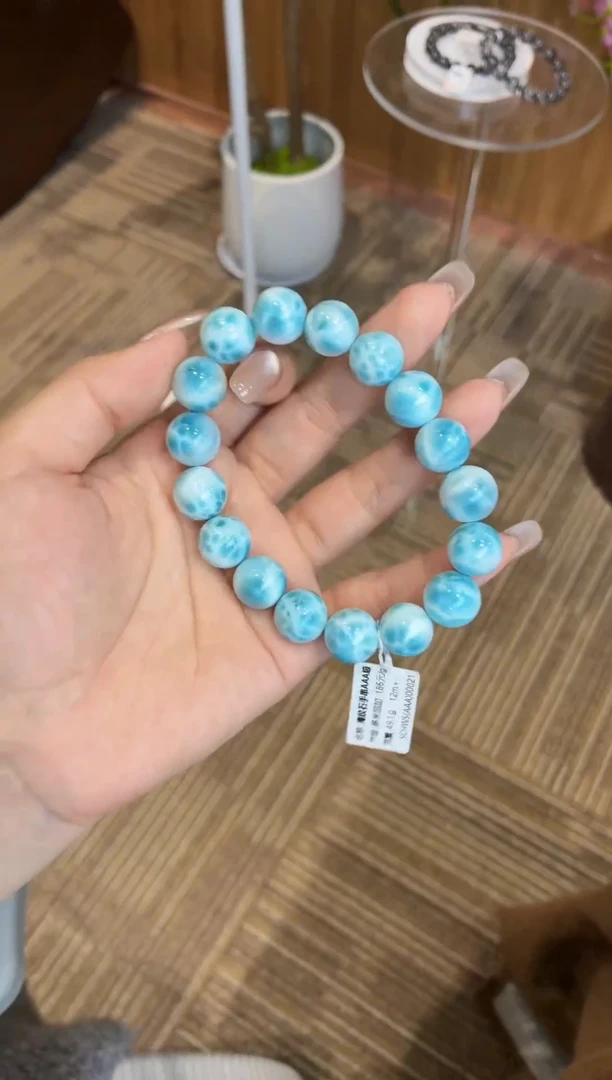 未镶嵌针钠钙石（海纹石）手串多米尼加海纹石12m+