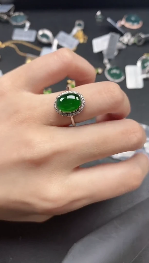 翡翠戒指银S925镶嵌51151