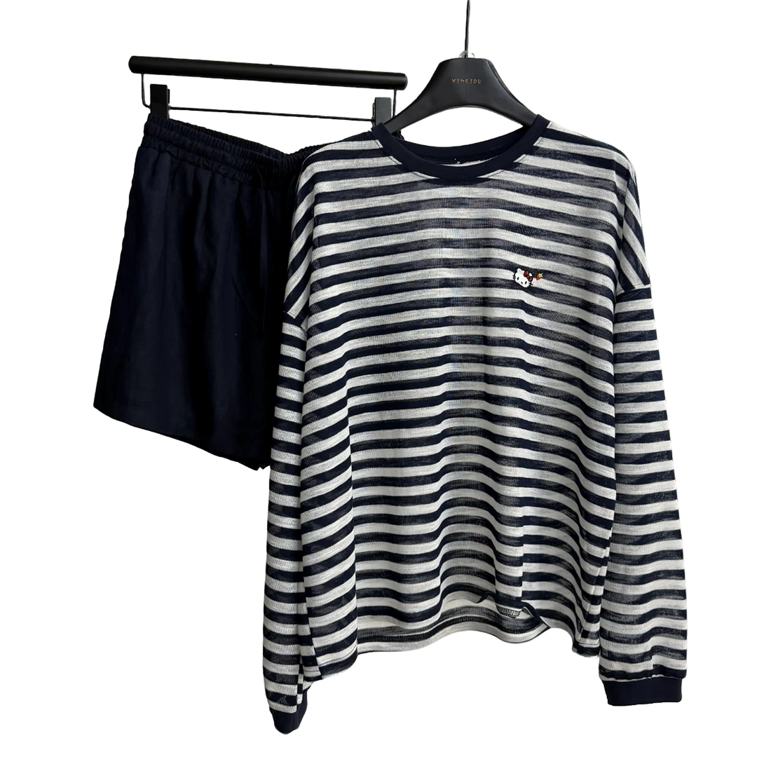 YMD037夏季长袖短裤两件防晒通勤洋气减龄洋气纯欲慵懒风女装套装