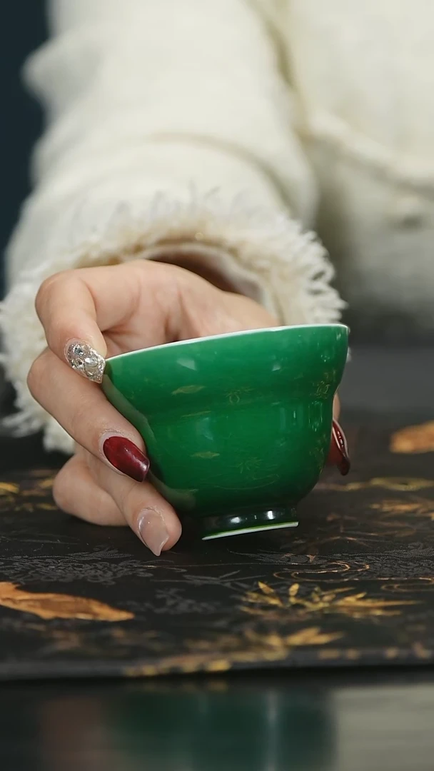 【闪购商品】瓷堂里郎窑翡翠绿葫芦杯