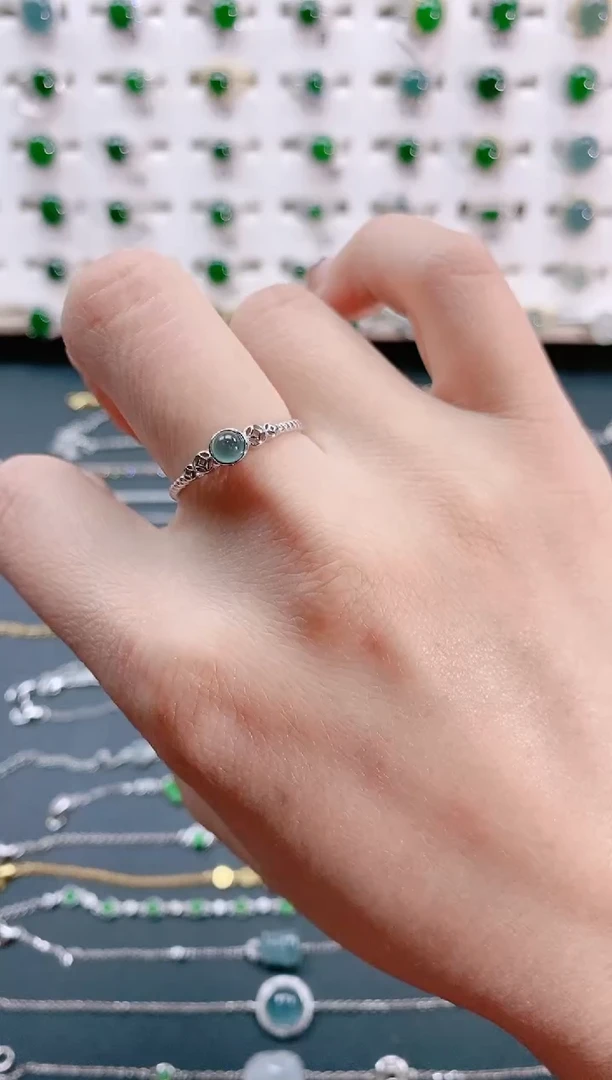 【闪购商品】翡翠戒指银S925镶嵌天然翡翠