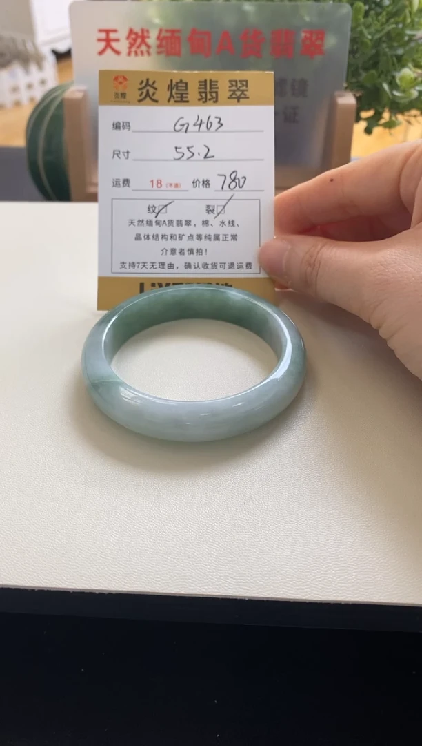 未镶嵌手镯翡翠圈口55.2编码g463
