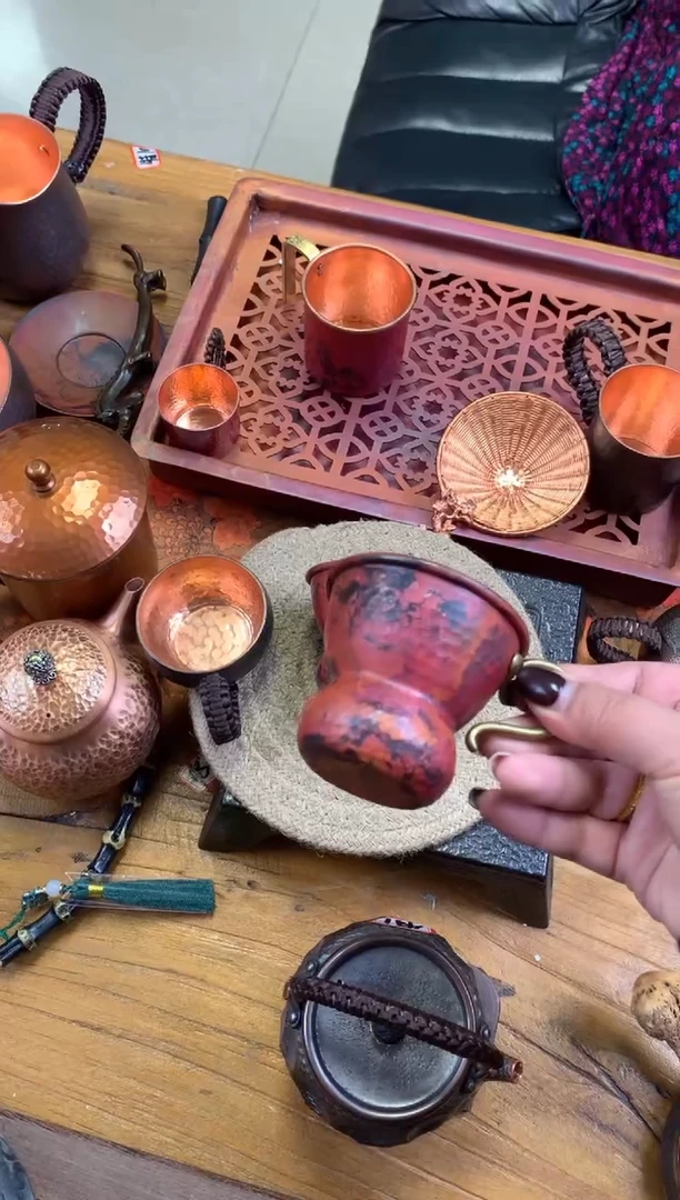 紫铜火烧红葫芦主人杯