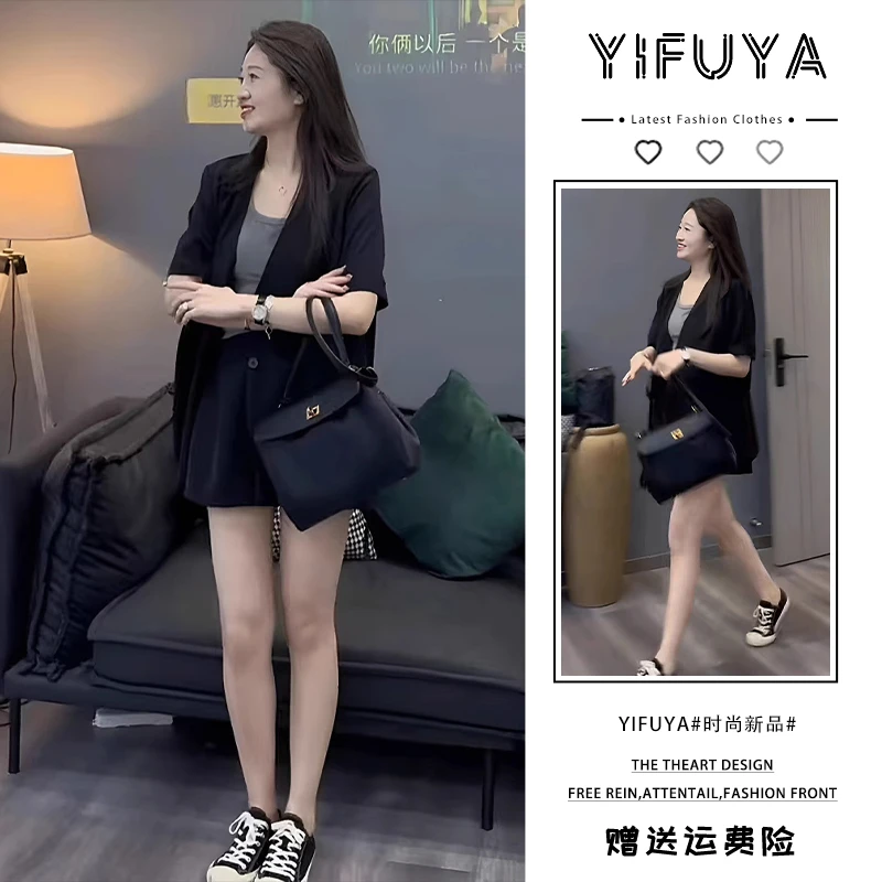 职业套装女夏季小个子短袖西服短裤通勤简约职业时尚显瘦盐系轻熟