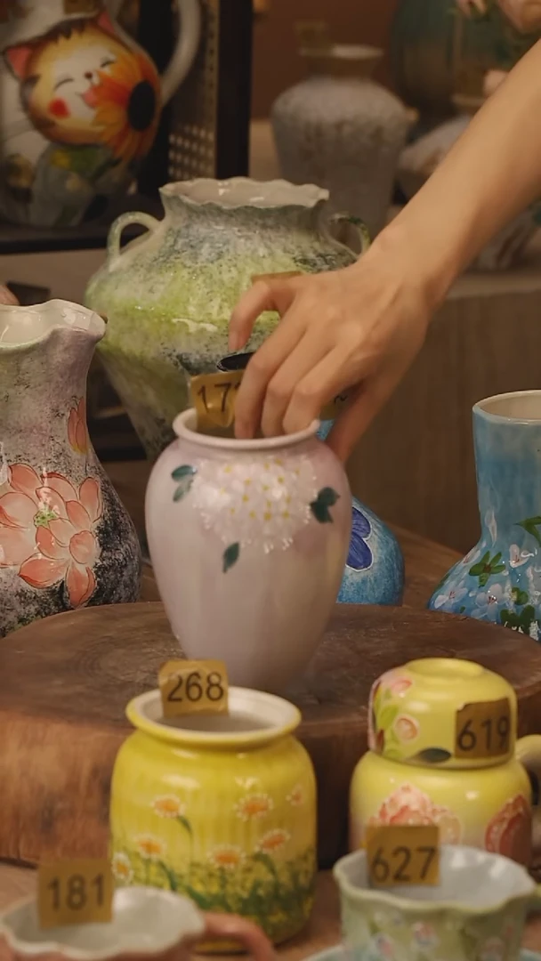 陶瓷172景德镇设计师手作花器摆件侘寂风