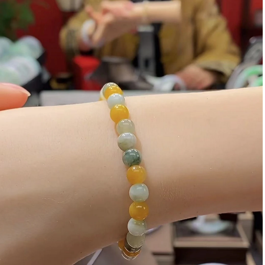 缅甸翡翠A货多彩手串/多样性发其一/不完美见意者勿拍