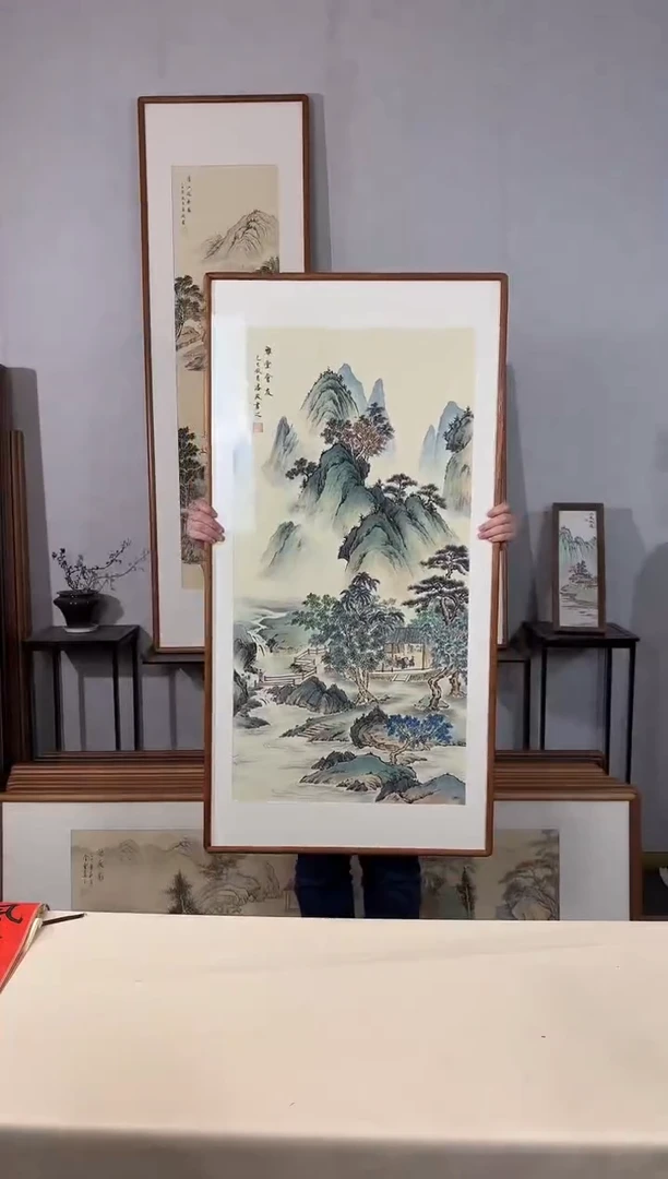 国画手绘*雅堂会友*62*122cm带框发货