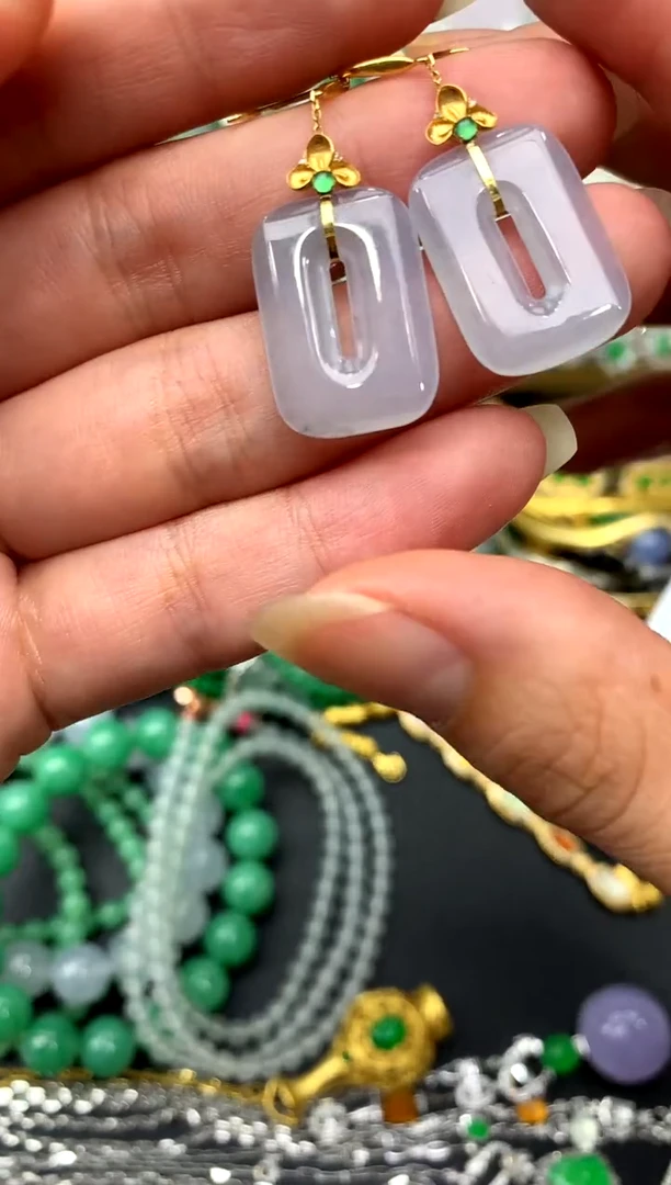 翡翠18K金镶嵌耳饰116-中国好珍宝