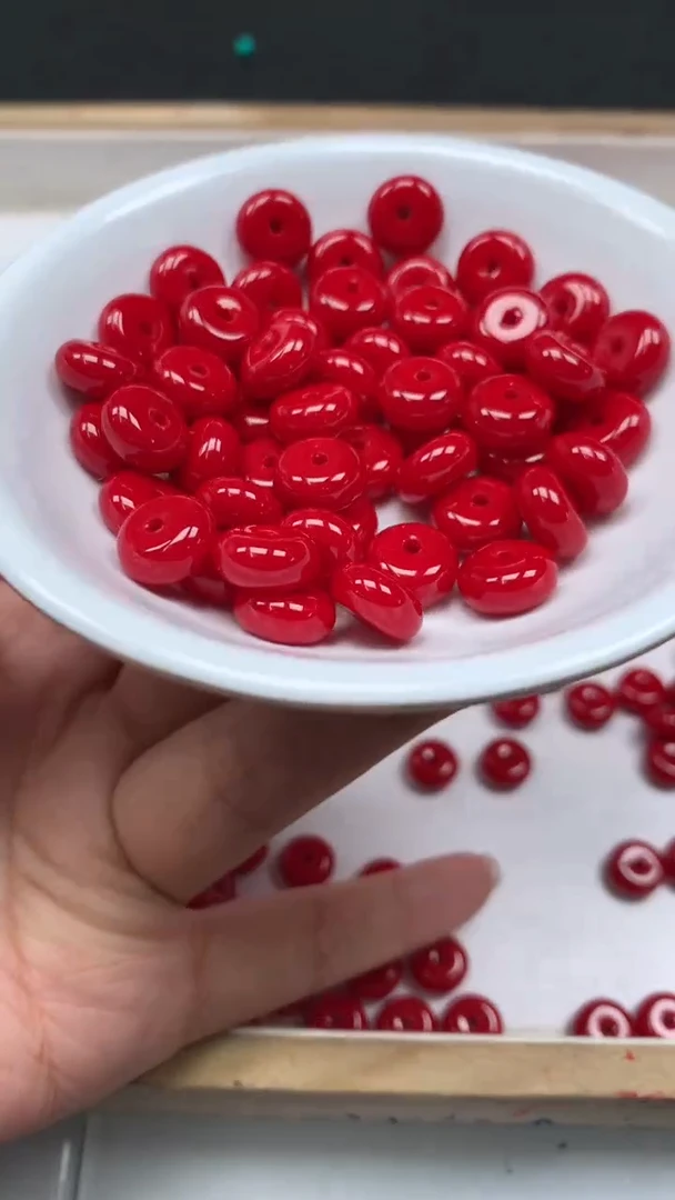 未镶嵌散珠南红玛瑙M954 锦红南红5*10mm10颗6.8元