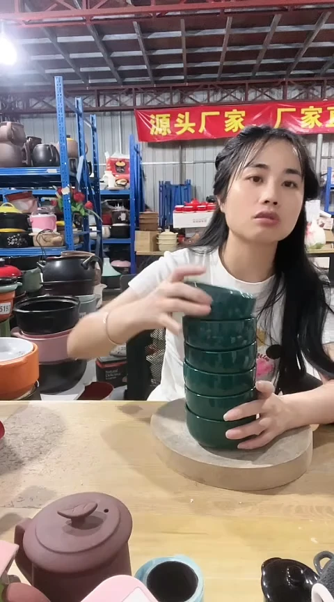 瑕疵绿色碗六个不能明火