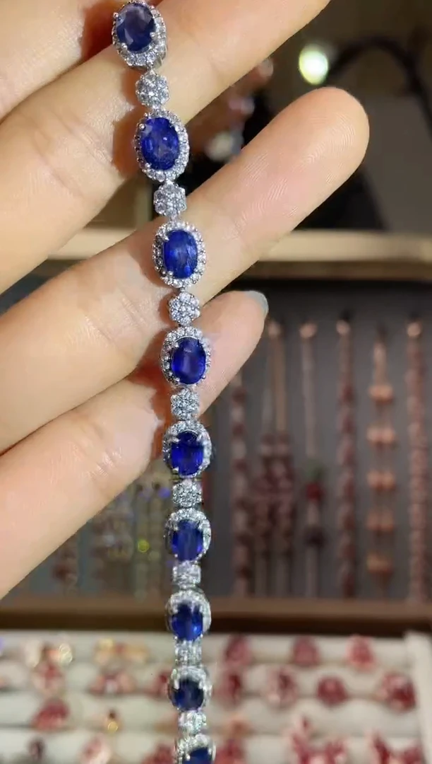 手链蓝宝石银S925镶嵌手链