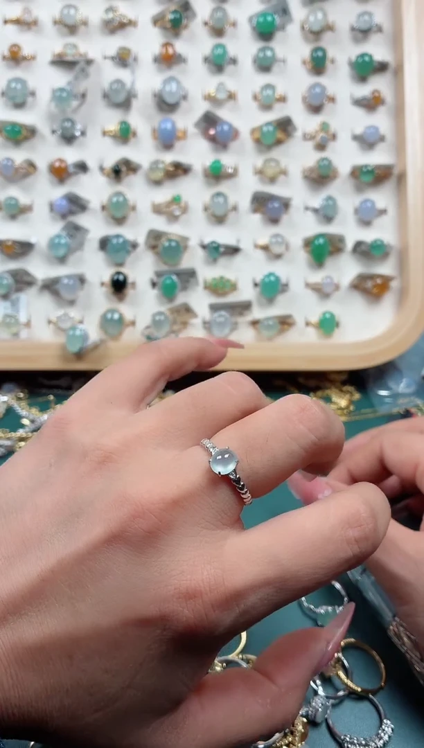 银S925镶嵌戒指翡翠.