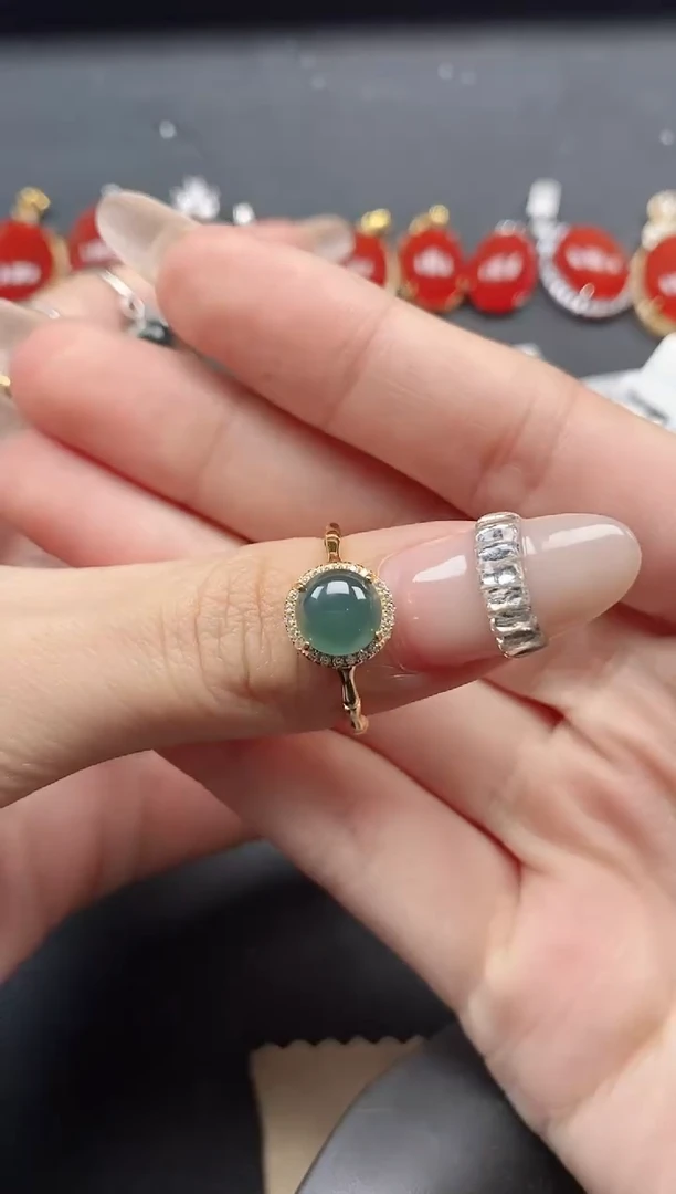 银S925镶嵌戒指翡翠54511