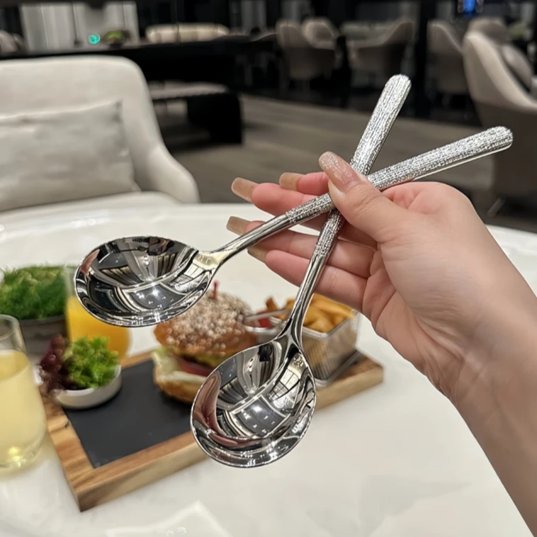 【三单五单囤】两只装!轻者吃饭勺子不锈钢喝汤勺食品级钢勺成人-6
