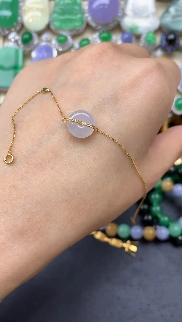 【闪购商品】翡翠手串18K金镶嵌67-中国好珍宝