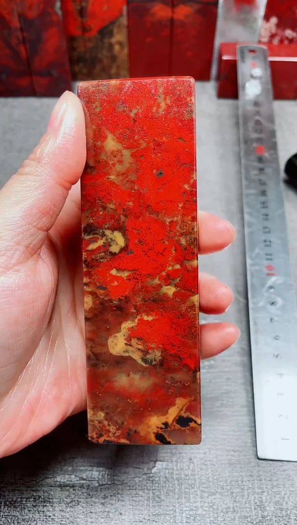 玉桂林鸡血玉素章大地艳血红36