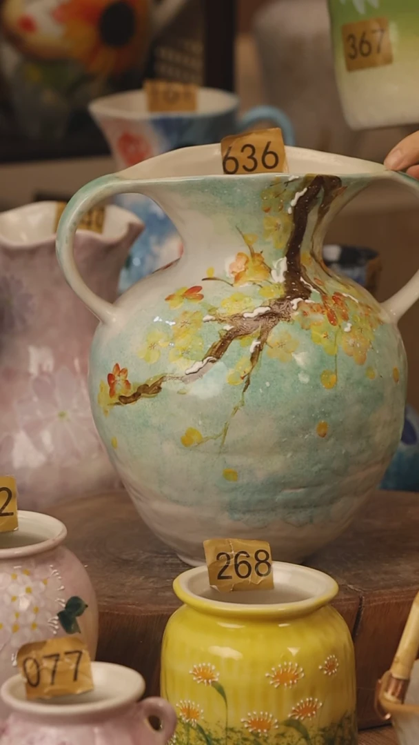 陶瓷景德镇设计师手作花器摆件侘寂风@M636@