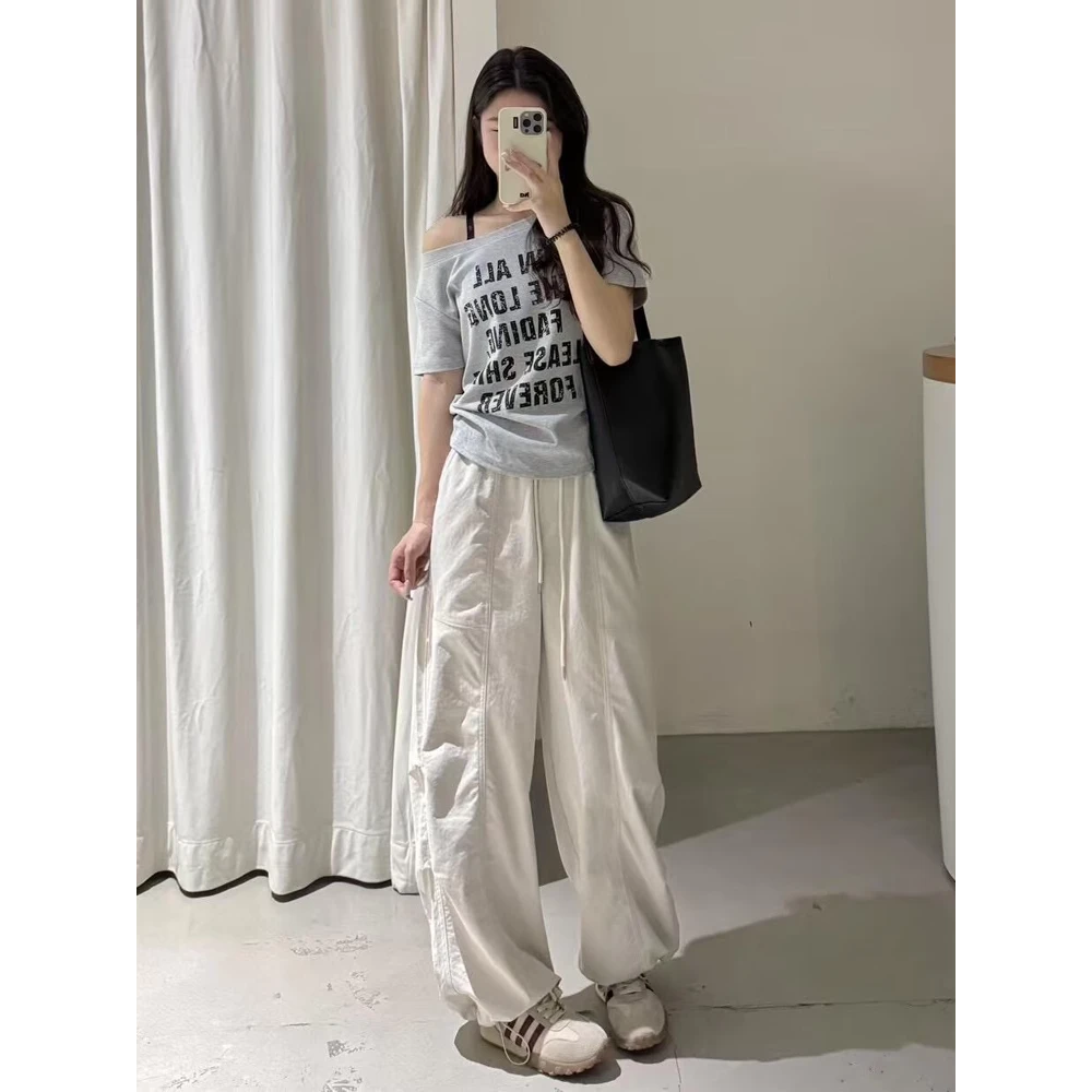 韩系慵懒风休闲运动服套装女夏季新款时尚短袖长裤显瘦穿搭两件套