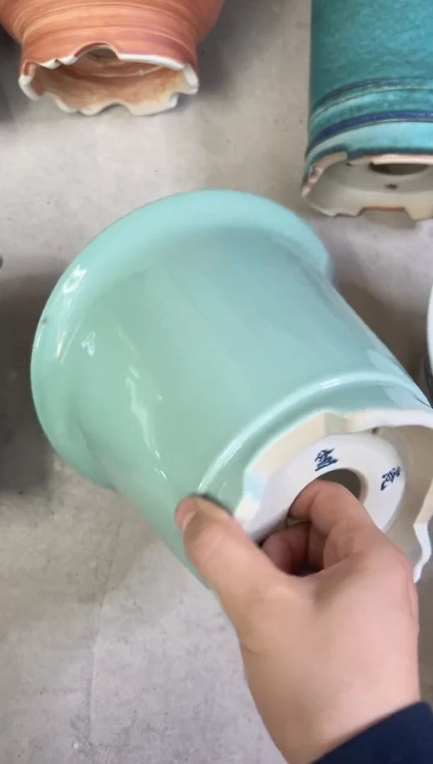 景德镇颜色釉花盆高17外口20内口17