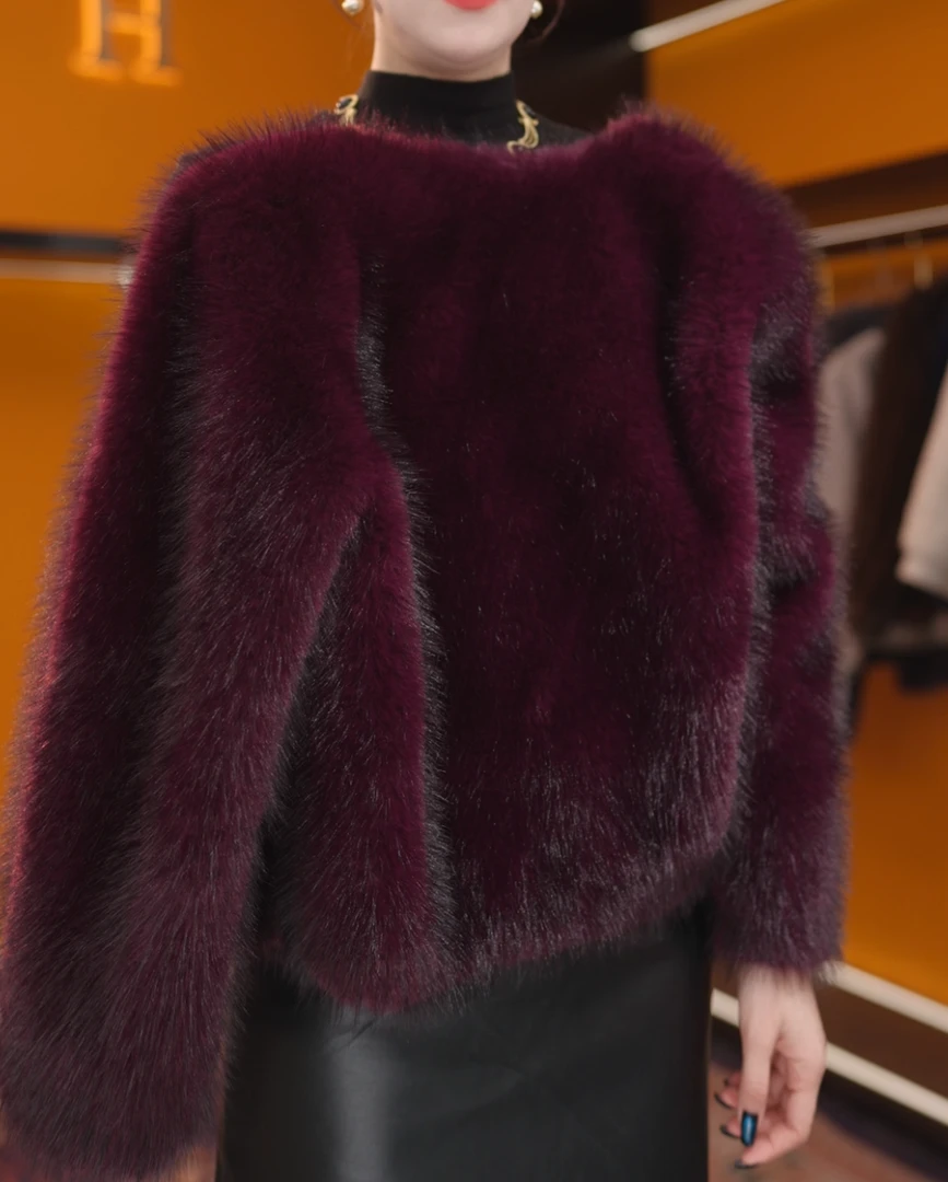 【SQ】.时尚气质百搭显瘦女士洋气大方酒红色新款外套