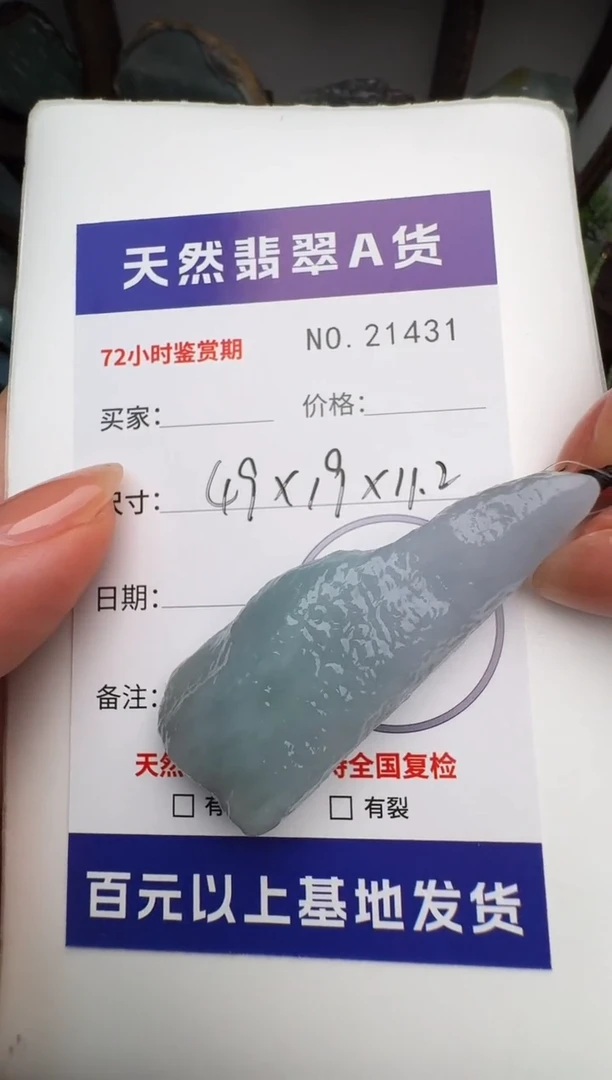 翡翠未镶嵌颈饰原石21431