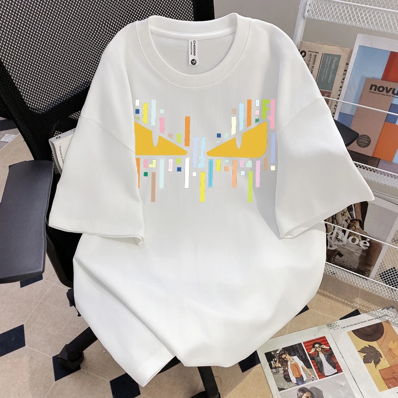 T095-支持鉴定重磅新疆长绒棉短袖百搭圆领T恤上衣男女同款情侣装