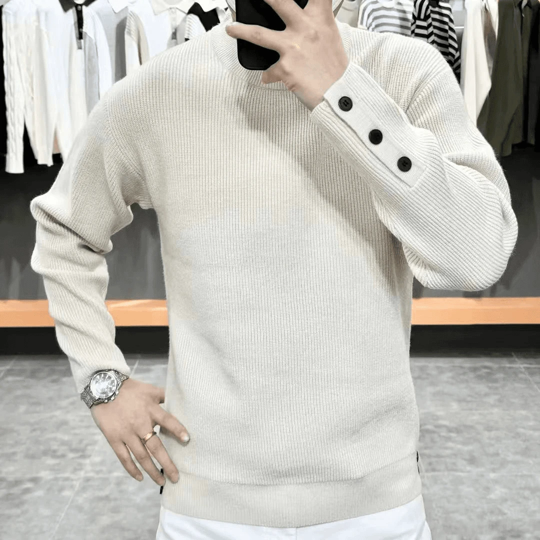 高品质时尚男士针织上衣休闲百搭潮流保暖圆领外穿打底显瘦秋冬潮