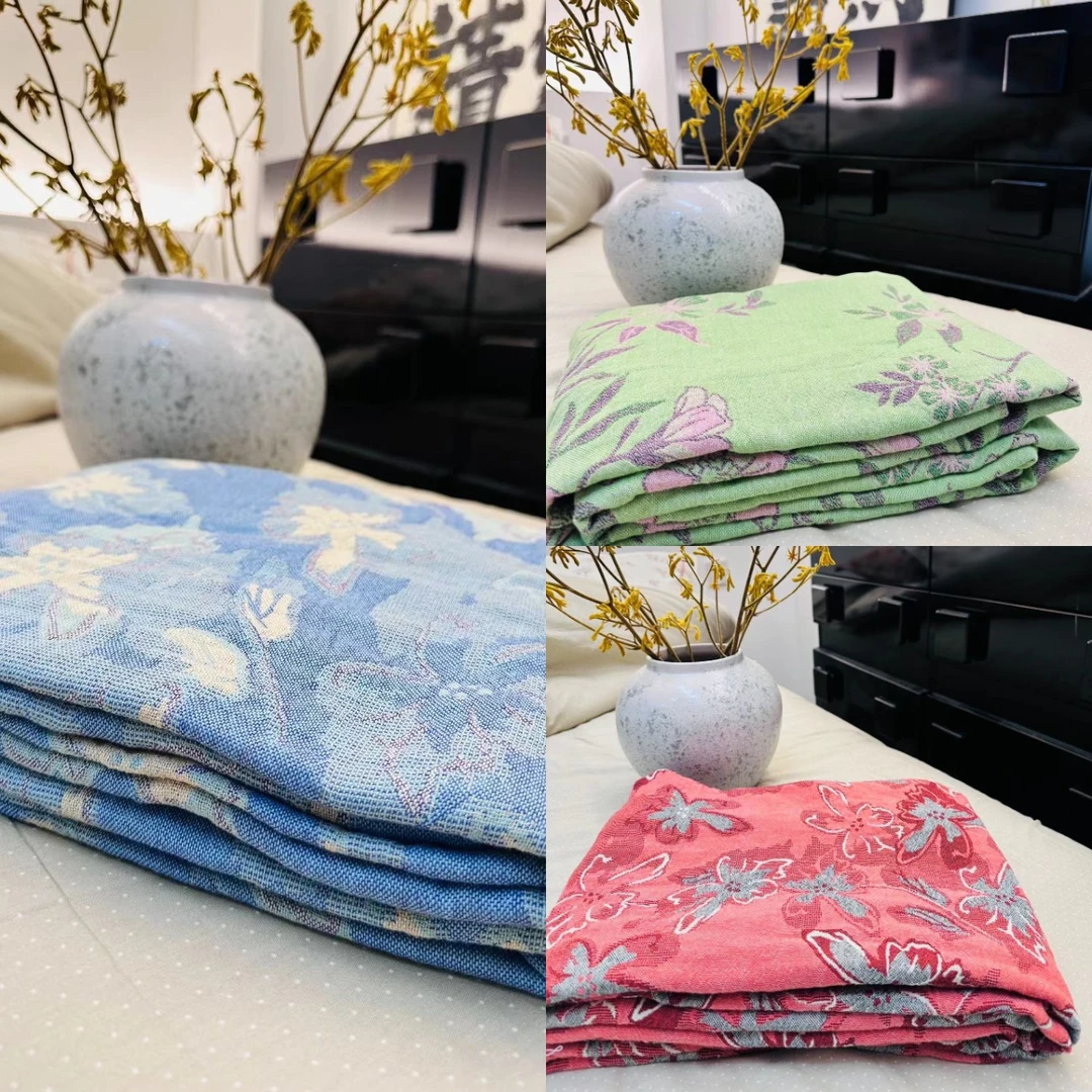 【京かわ会社】全棉纱布盖毯 纯棉加厚四季床毯150*200cm 忘情兰组合