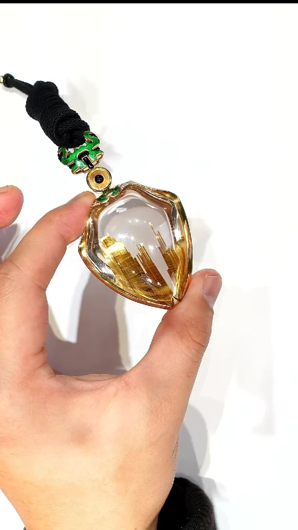 吊坠(赠链)18K金镶嵌紫晶钛晶吊坠