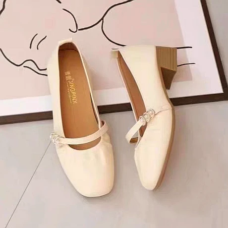 法式玛丽珍单鞋女夏2025新款平底圆头温柔风豆豆鞋方跟小皮鞋女